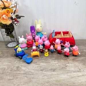 Peppa Pig Family Lot Of 20+ pieces, Peppa Pig Car, Peppa Pig Figures